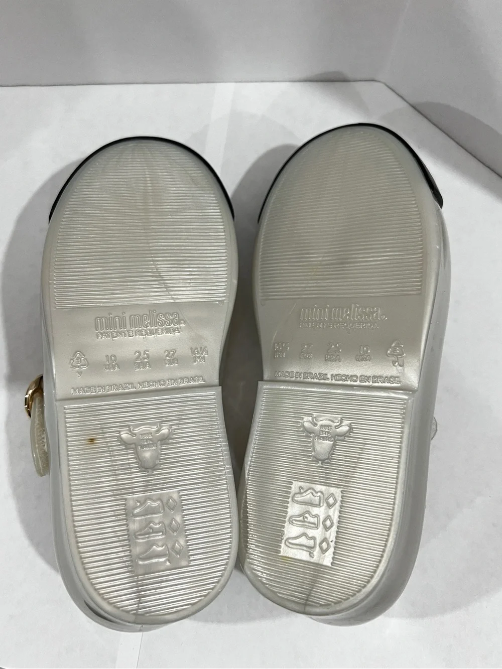 MINI MELISSA Little Girls Mini Sweet Love Cap Toe Mary Jane Size 10 Pearly White